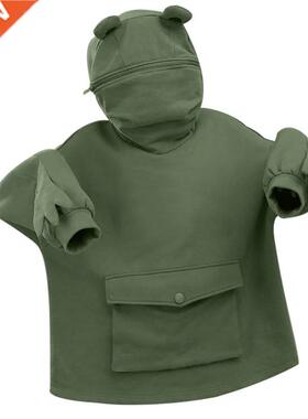 Harajuku Women Hoodie Frog Pullover Winter Sense Hooded Casu