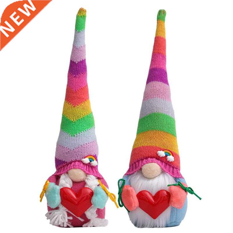 2 Pcs Rainbow Gnome Colorful Doll Dwarf Rudolph Faceless Dol