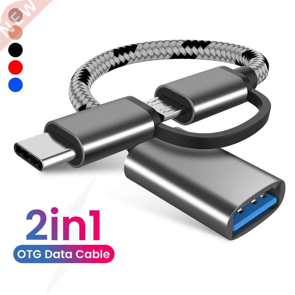 2 in 1 OTG Adapter Cable Nylon Braid USB .0 to Micro USB Ty