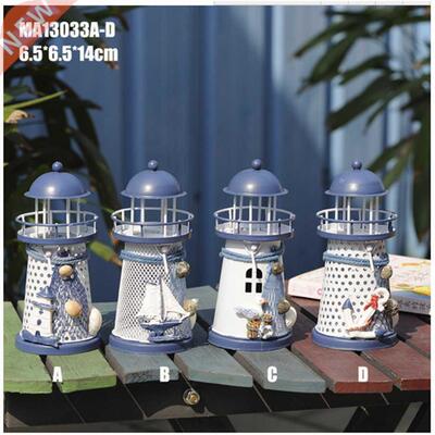 14cm Handmade Lighthouse Wrought Iron Candlestick Mediterran