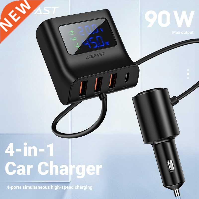 4 Port USB Car Charger Lghter Socket Spltters PD QC3.0 90W