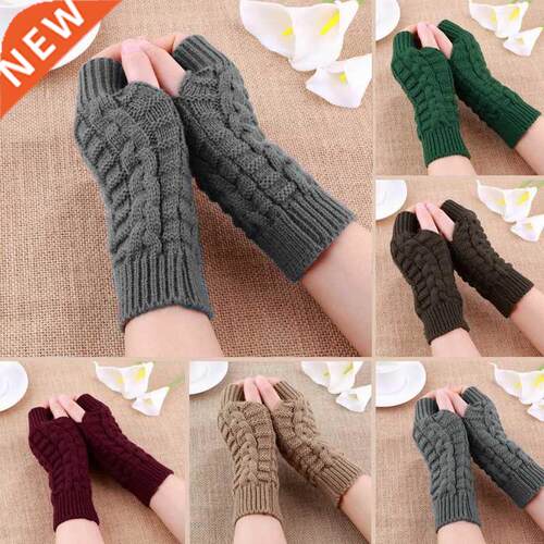 Hot Women Half Finger Gloves Winter Soft Warm Wool Knitting