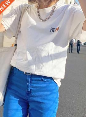 Rowling Women Fox Print Graphic Tees Summer O Neck Short Sle