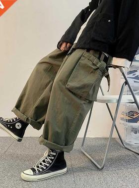 HOUZHOU Men's Cargo Trousers Male Harajuku Black Cargo Pants