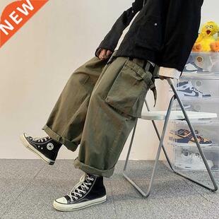 HOUZHOU Men's Cargo Trousers Male Harajuku Black Cargo Pants
