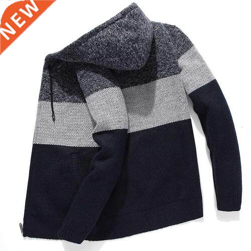 Men Hooded Sweatercoat Japan Style Stitching color Long slee