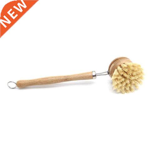 2 Pieces Long Handle Pan Brush Wooden Kitchen Pot Brushing T