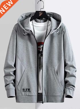 Spring Autumn Men's Zip Up Hoodie Coats Setwear Black Grey H
