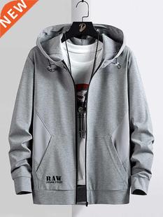 Spring Autumn Men's Zip Up Hoodie Coats Setwear Black Grey H