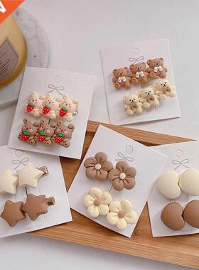 2pcs/lot Koren 2022 New Children Hair Clips Girls Bear Hairp
