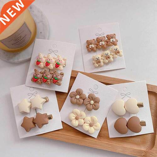 2pcs/lot Koren 2022 New Children Hair Clips Girls Bear Hairp