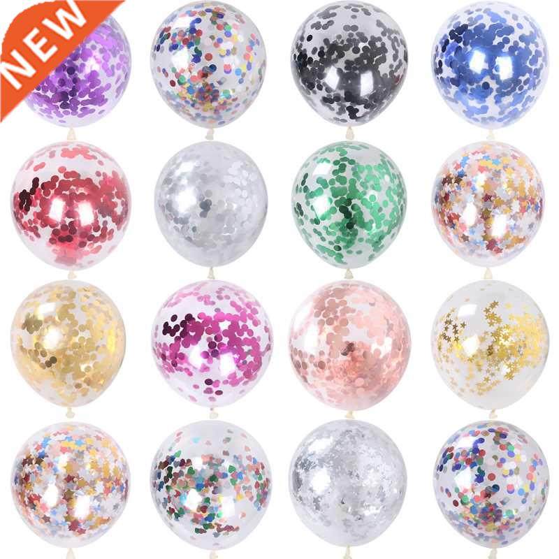 10pcs 12inch gold star confetti latex balloons glitter clea