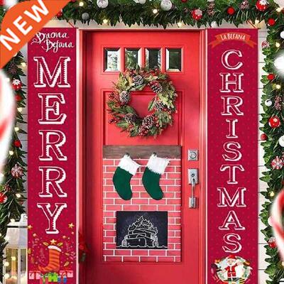 Ornamental Door Banner Tear-Resstant Safe Front Door Xmas