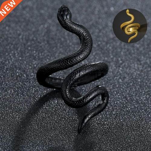 Rings for Men Women Punk Goth Snake Ring Exaggerated Black P