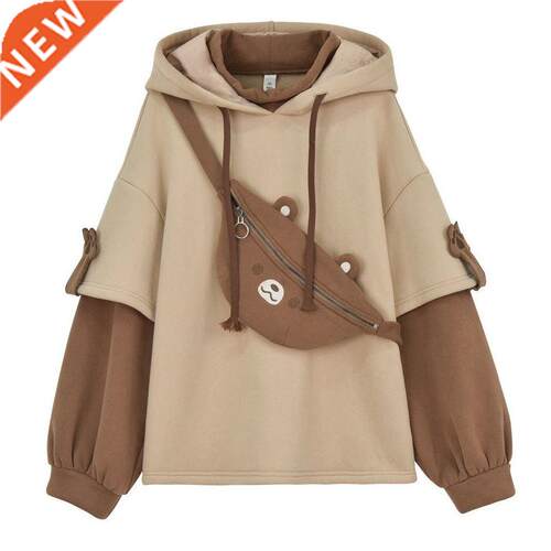 harajuku aesthetic bear anime hoodie women korean kawaii cre