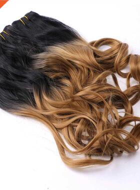 Blck To Golden Ombre Wvy Hir Bundles Synthetic Hir Exten