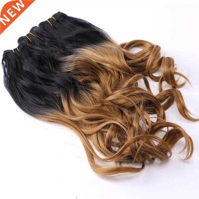Blck To Golden Ombre Wvy Hir Bundles Synthetic Hir Exten