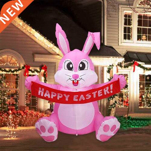 1.5m Inflatable Happy Easter Bunny Doll Toy LED Night Light