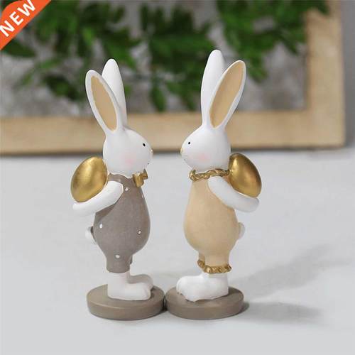 2Pcs Cute Rabbit Easter Decoration Miniature Animal
