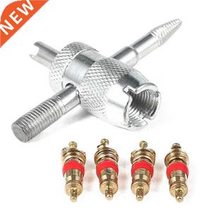 Car Bike Tire Accessory + 4 Valve Stem Core 4 Way Tyre Valve