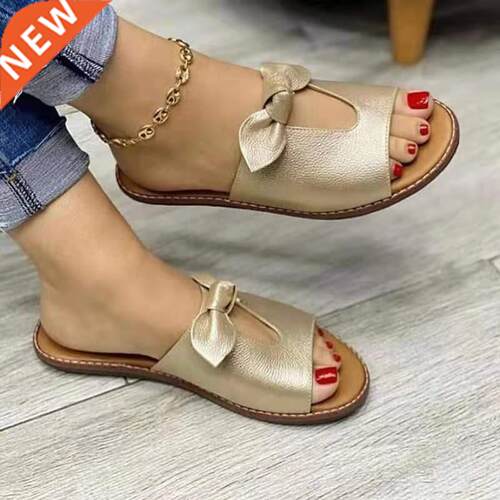 2021 New Summer New Women Leisure Fashion Bow Flat Sandals S
