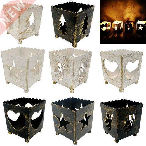 European Christmas Decor Metal Hollowed Lantern Iron Candle