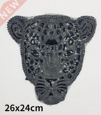 T Shirt Women Patch Black Sequins Leopard Patches Mens Patch