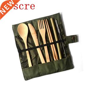Japanese Wooden Cutlery 6Pcs/pack Set Bamboo Fork Knife Bru