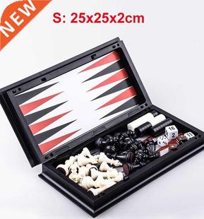 Magnetic Chess Backgammon Checkers Set Foldable Chess Board