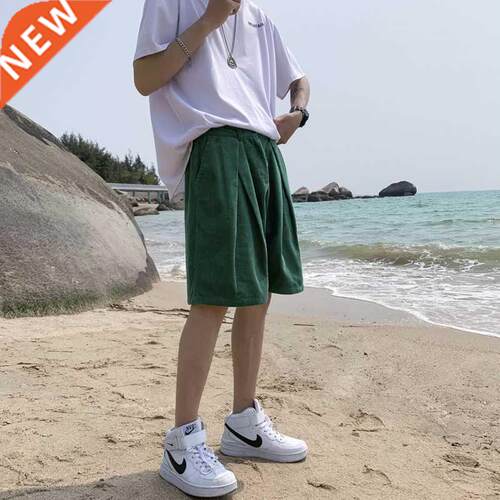 Summer Cotton Corduroy Shorts Men's Fashion Retro Casual Sho