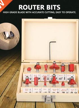 12 Pcs Shank Carbon Steel Woodworking Tool Cutter Router Bit