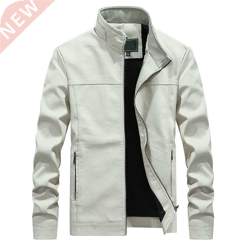 White Pu Leather Biker Jacket Motorcycle Plus Size 4xl Mens图片