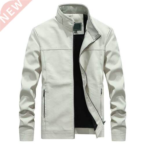 White Pu Leather Biker Jacket Motorcycle Plus Size 4xl Mens