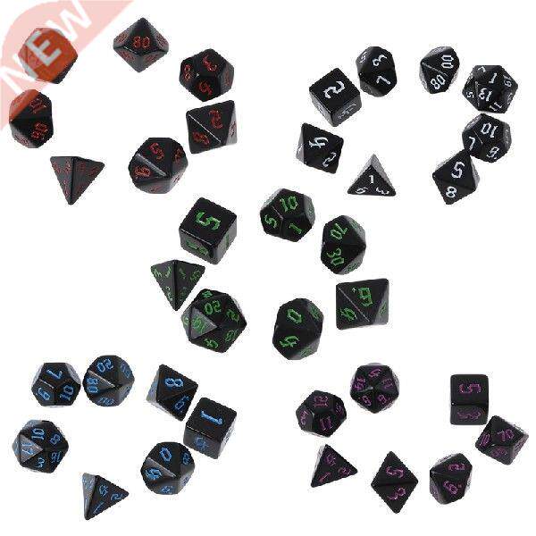 7 Pcs Resin Polyhedral Dices Numbers for DND RPG MTG Dials