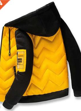 2021 New Winter Men Parka Casual Jacket Fashion Color patchw