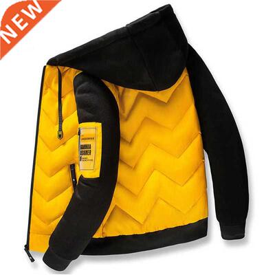 2021 New Winter Men Parka Casual Jacket Fashion Color patchw