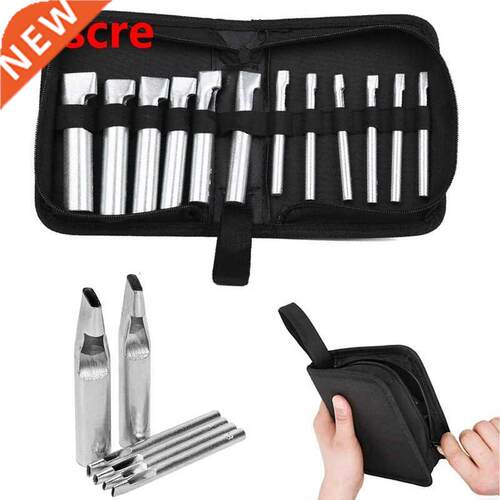 12 Pcs Leather Craft Hole Punch Set, Oval Shape Hole Punch