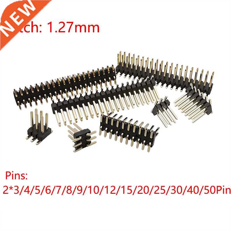 10Pcs 1.27mm Double Row Male Pin Header Connector SMD SMT 2*