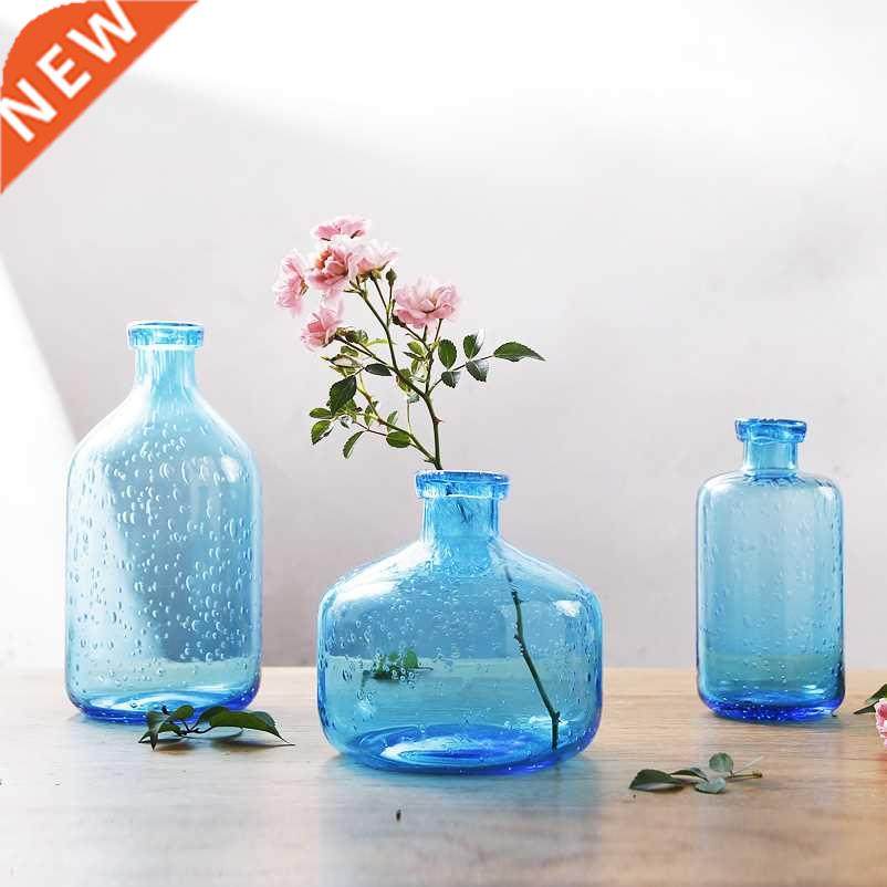 blue bubble flower vase home decor desktop glass vases new y