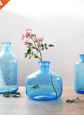 Blue Bubble Flower Vase Home Decor Desktop Glass Vases New Y