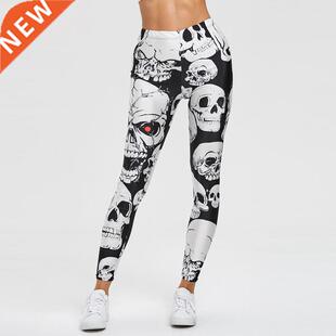 Punk Style Skull Leggngs Women Prnted Leggngs Hgh Wast