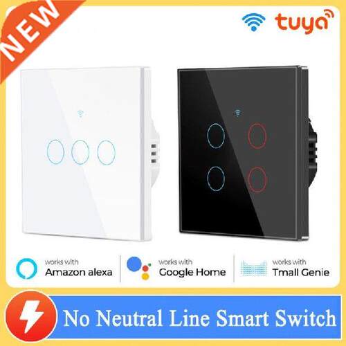 TUYA WiFi Smart Touch Switch No Neutral Required 100-240V
