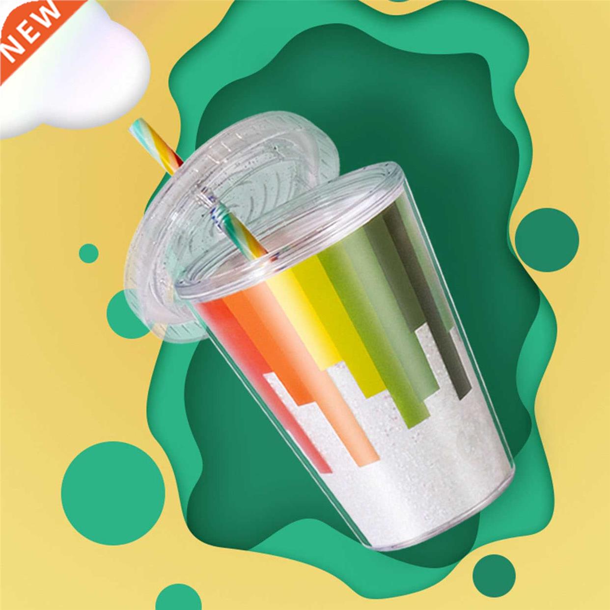 Cup with Straw Water Column Doule Layers Multicolor