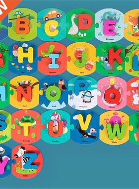 26Pcs Wooden Abc Alphabet Letters Animal Match Puzzles