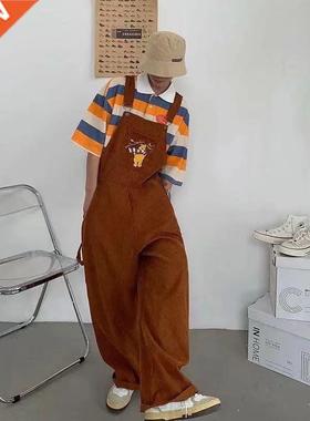 2022 Men's Retro Casual Pants Corduroy College Style Overall