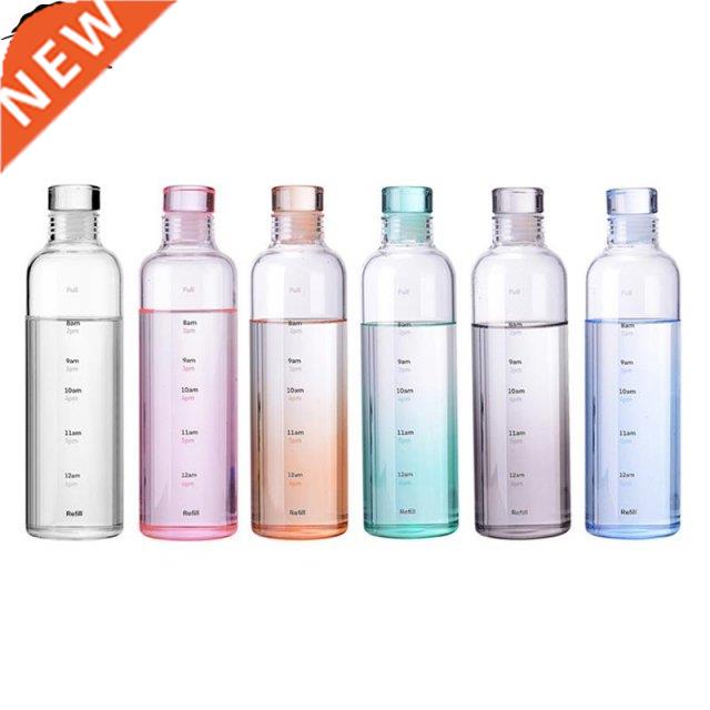 500/650ml Large Capacity Glass Bottle With Time Marker Cover