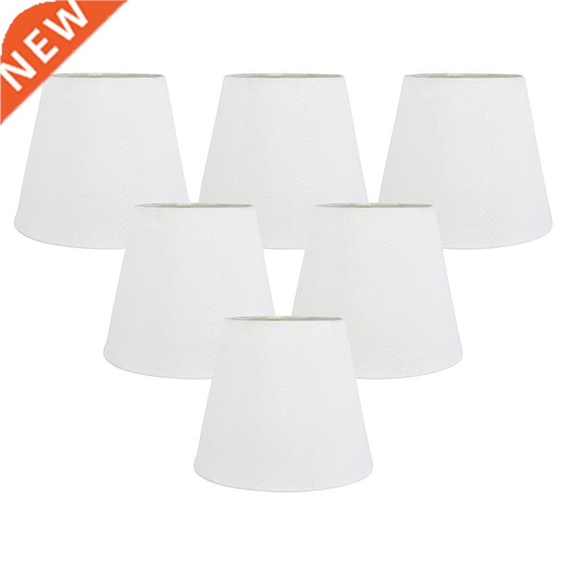 Set of 6 White Fabric Cloth Clip on Chandelier Lamp Shades,
