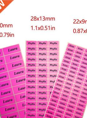 3Size Pink Custom Name Stickers Waterproof Personal Office S