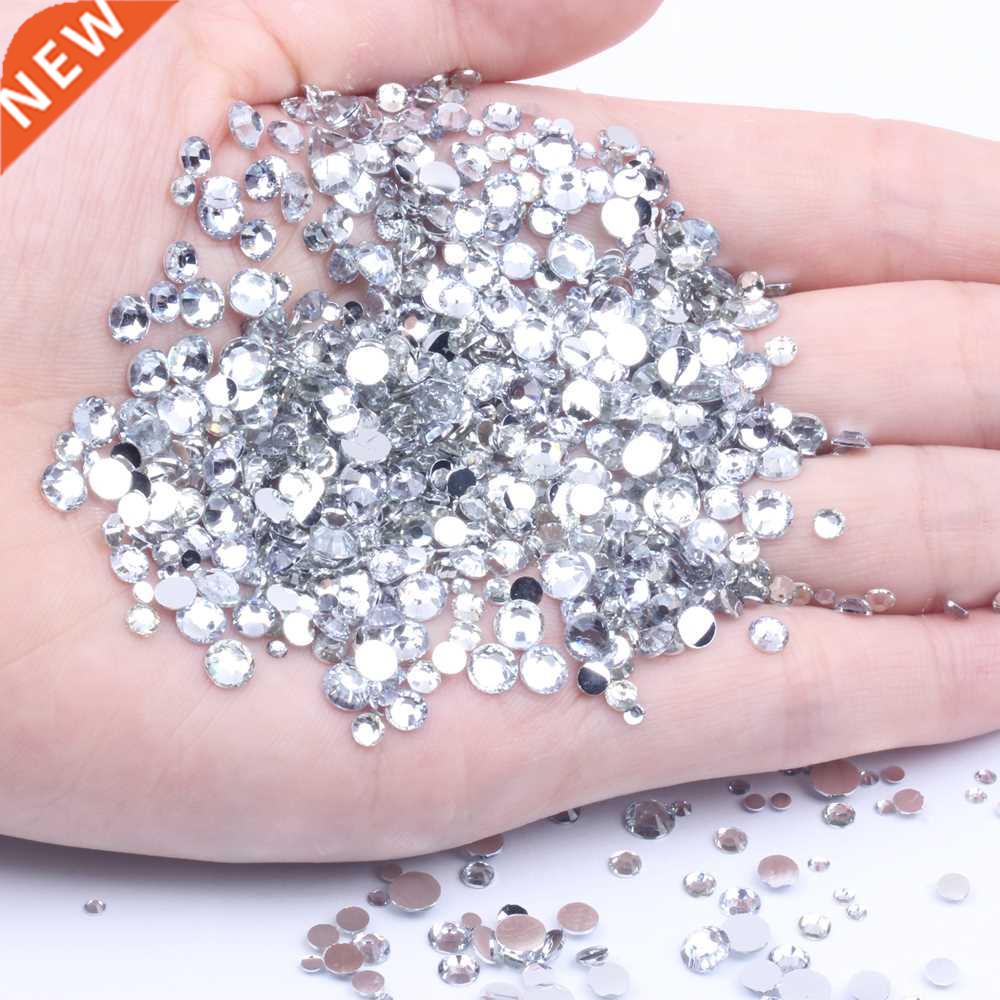 Crystal 500/1000pcs 2-6mm Resin Rhinestones Round Flatback N