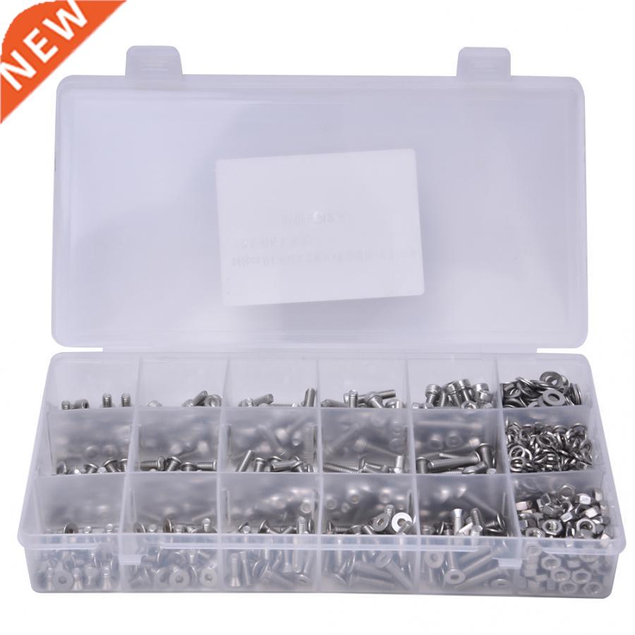 840Pcs M4 Screw Kit Pan Head Cylindrical Flat Screw Nut Wash